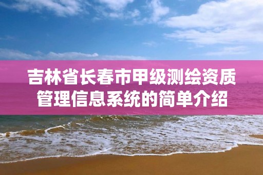 吉林省长春市甲级测绘资质管理信息系统的简单介绍