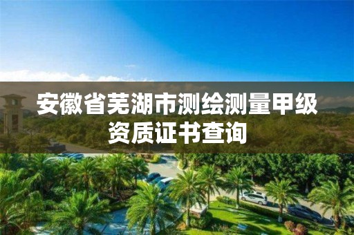 安徽省芜湖市测绘测量甲级资质证书查询