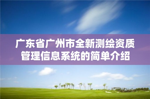 广东省广州市全新测绘资质管理信息系统的简单介绍