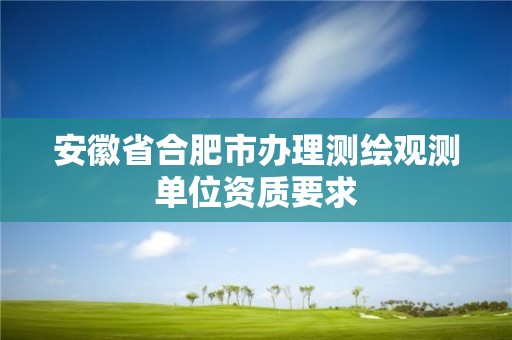 安徽省合肥市办理测绘观测单位资质要求