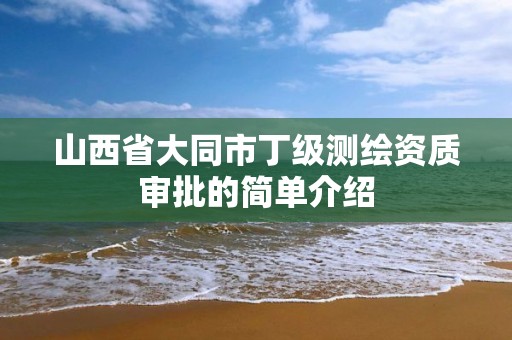 山西省大同市丁级测绘资质审批的简单介绍