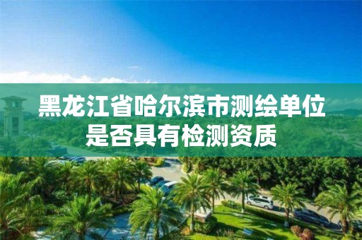 黑龙江省哈尔滨市测绘单位是否具有检测资质