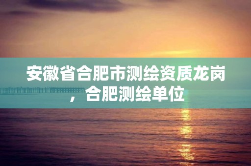 安徽省合肥市测绘资质龙岗，合肥测绘单位