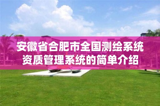 安徽省合肥市全国测绘系统资质管理系统的简单介绍