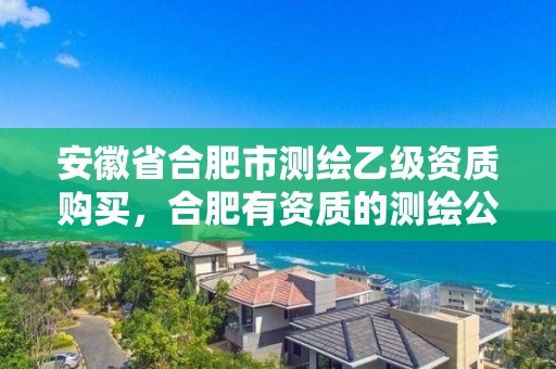 安徽省合肥市测绘乙级资质购买，合肥有资质的测绘公司