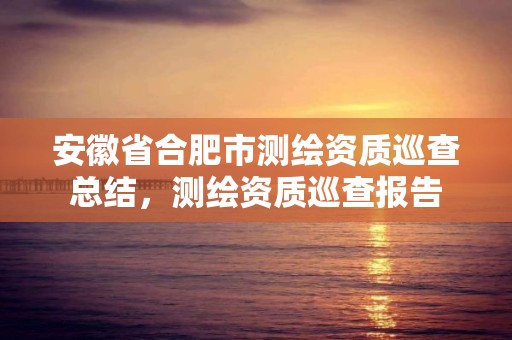 安徽省合肥市测绘资质巡查总结，测绘资质巡查报告