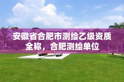 安徽省合肥市测绘乙级资质全称，合肥测绘单位