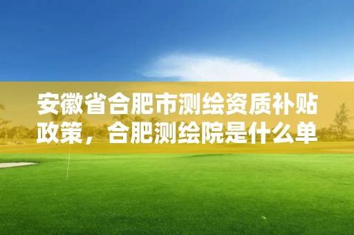 安徽省合肥市测绘资质补贴政策，合肥测绘院是什么单位