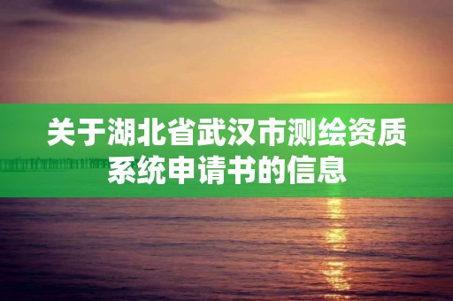 关于湖北省武汉市测绘资质系统申请书的信息