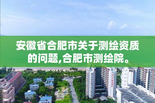 安徽省合肥市关于测绘资质的问题,合肥市测绘院。