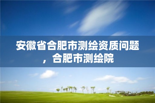 安徽省合肥市测绘资质问题，合肥市测绘院