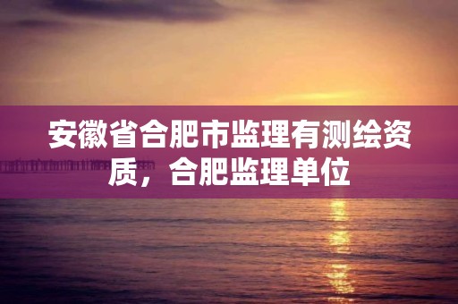 安徽省合肥市监理有测绘资质，合肥监理单位