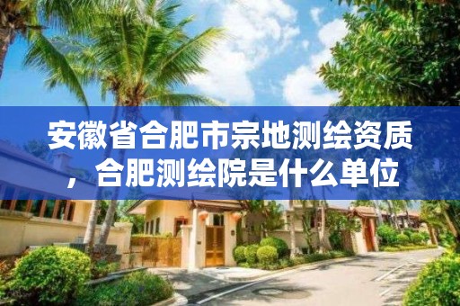 安徽省合肥市宗地测绘资质，合肥测绘院是什么单位