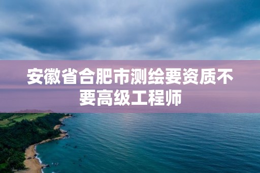 安徽省合肥市测绘要资质不要高级工程师