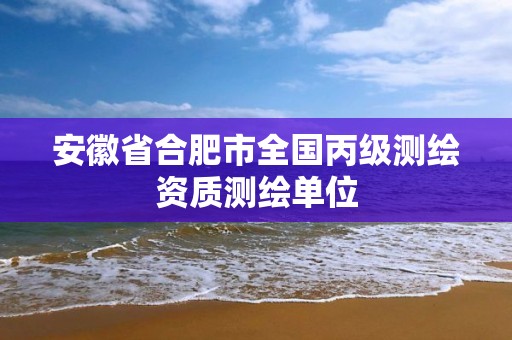 安徽省合肥市全国丙级测绘资质测绘单位