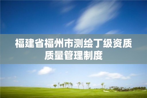 福建省福州市测绘丁级资质质量管理制度