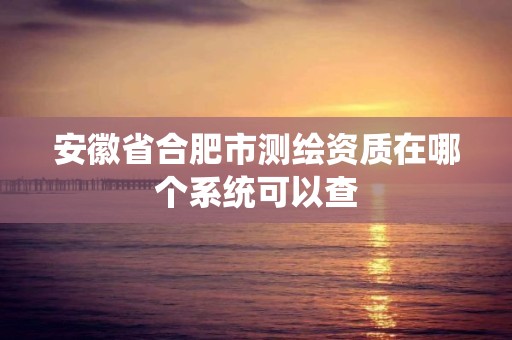 安徽省合肥市测绘资质在哪个系统可以查