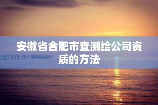 安徽省合肥市查测绘公司资质的方法