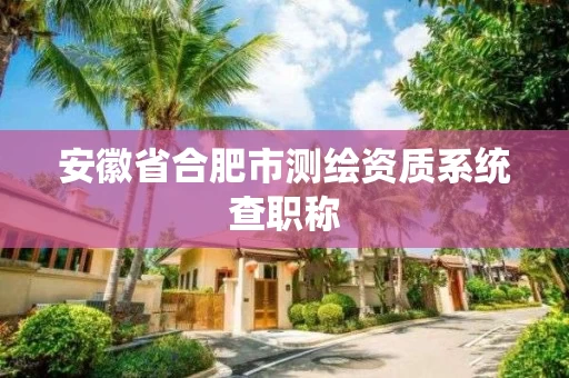 安徽省合肥市测绘资质系统查职称 安徽省合肥市测绘资质系统查职称
