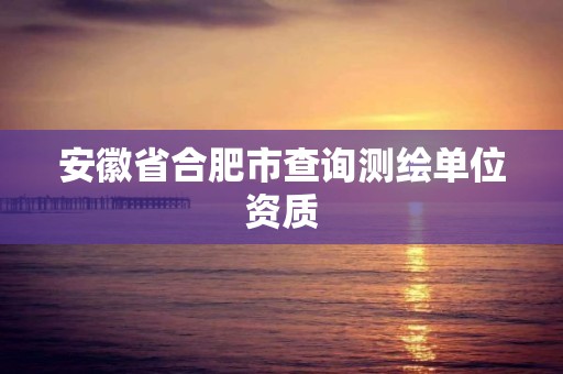 安徽省合肥市查询测绘单位资质