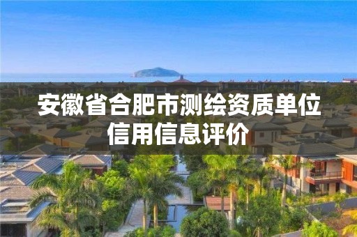 安徽省合肥市测绘资质单位信用信息评价