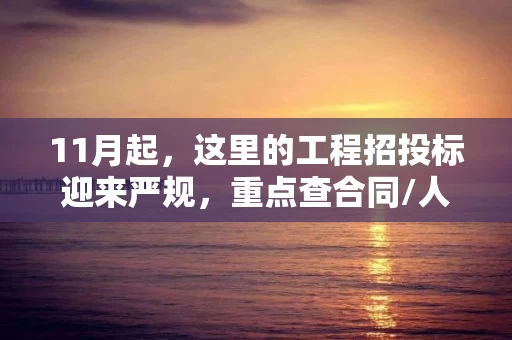 11月起,这里的工程招投标迎来严规,重点查合同/人员/履职! 11月起,这里的工程招投标迎来严规,重点查合同/人员/履职!