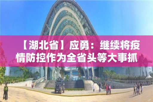 【湖北省】应勇：继续将疫情防控作为全省头等大事抓紧抓实抓细