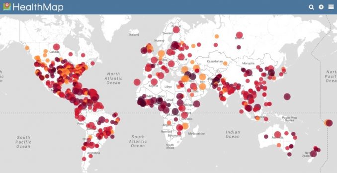 实时疾病地图：HealthMap