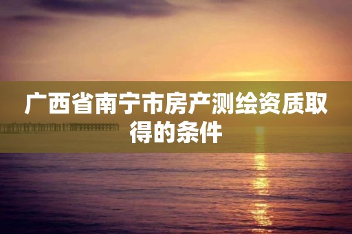 广西省南宁市房产测绘资质取得的条件