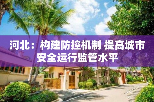 河北：构建防控机制 提高城市安全运行监管水平