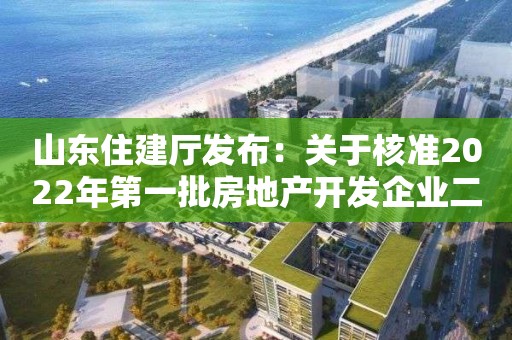 山东住建厅发布：关于核准2022年第一批房地产开发企业二级资质单位名单的公告