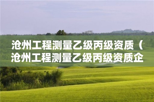 沧州工程测量乙级丙级资质（沧州工程测量乙级丙级资质企业）