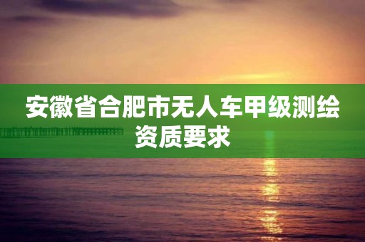 安徽省合肥市无人车甲级测绘资质要求