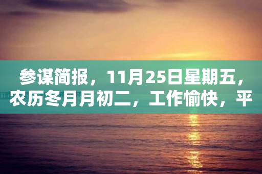 参谋简报，11月25日星期五，农历冬月月初二，工作愉快，平安喜乐