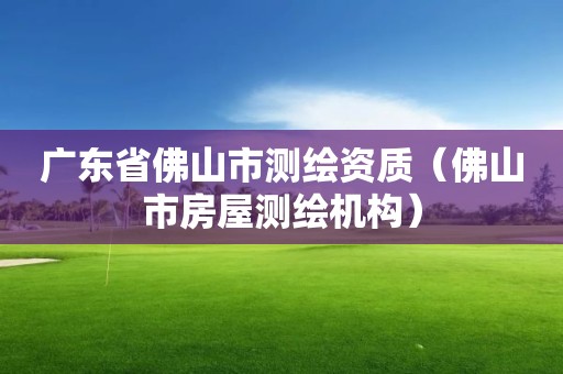 广东省佛山市测绘资质（佛山市房屋测绘机构）