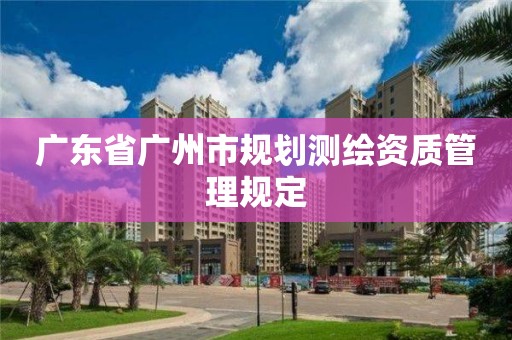 广东省广州市规划测绘资质管理规定