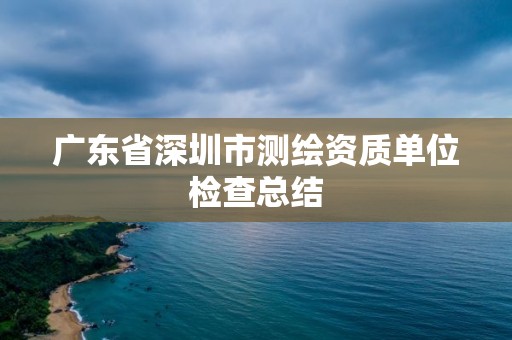 广东省深圳市测绘资质单位检查总结