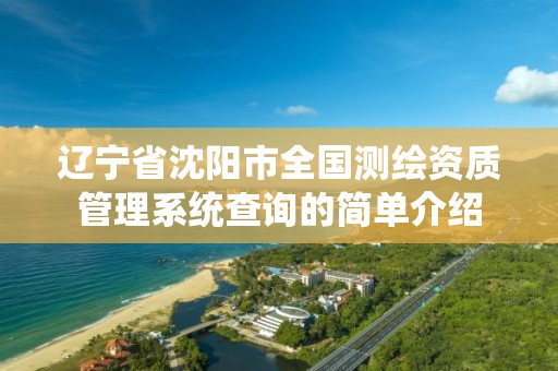 辽宁省沈阳市全国测绘资质管理系统查询的简单介绍