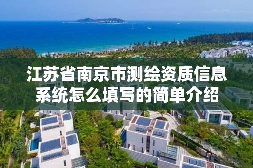 江苏省南京市测绘资质信息系统怎么填写的简单介绍