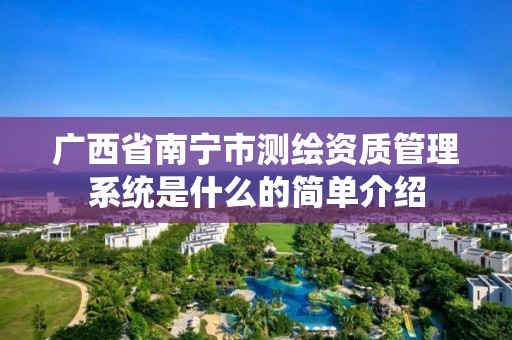 广西省南宁市测绘资质管理系统是什么的简单介绍