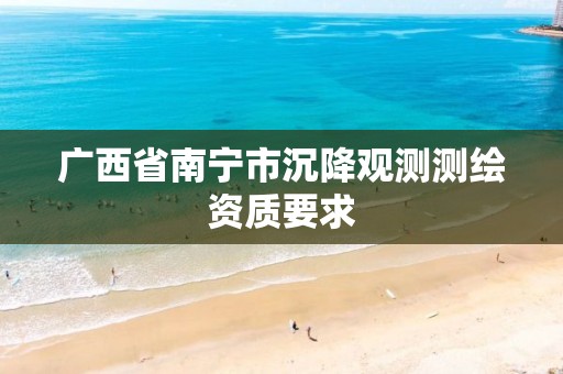 广西省南宁市沉降观测测绘资质要求