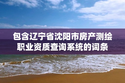 包含辽宁省沈阳市房产测绘职业资质查询系统的词条