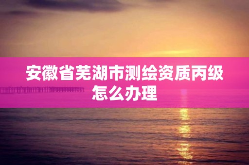 安徽省芜湖市测绘资质丙级怎么办理