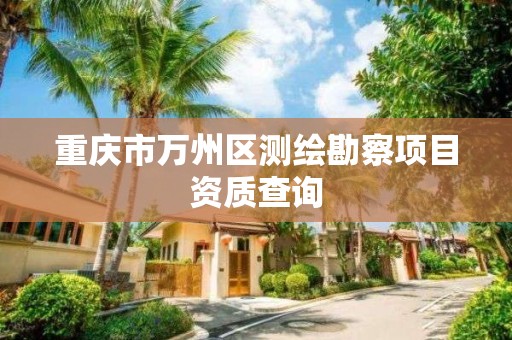 重庆市万州区测绘勘察项目资质查询