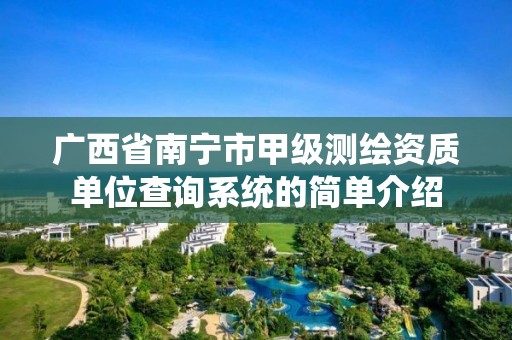 广西省南宁市甲级测绘资质单位查询系统的简单介绍