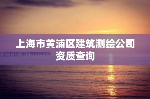 上海市黄浦区建筑测绘公司资质查询