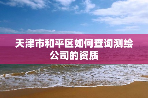 天津市和平区如何查询测绘公司的资质