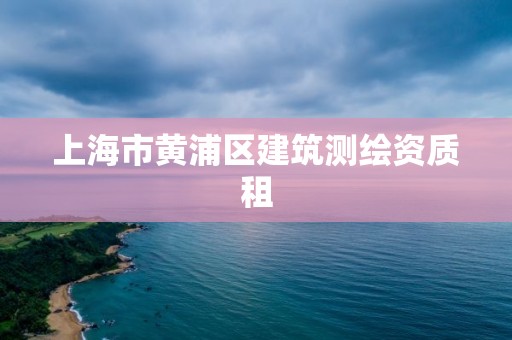 上海市黄浦区建筑测绘资质租