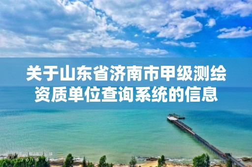 关于山东省济南市甲级测绘资质单位查询系统的信息