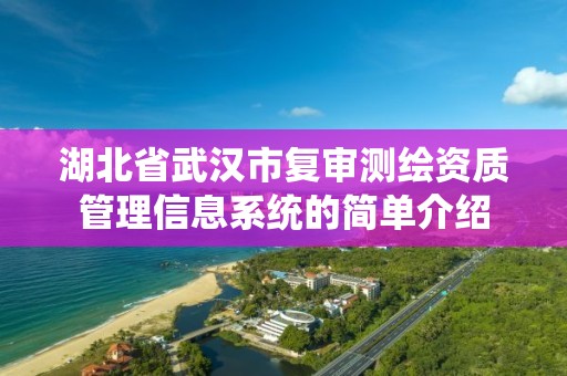 湖北省武汉市复审测绘资质管理信息系统的简单介绍